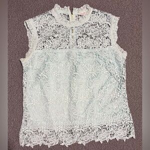 Nanette Lepore Floral Lace Blouse Light Blue/Green Size Large